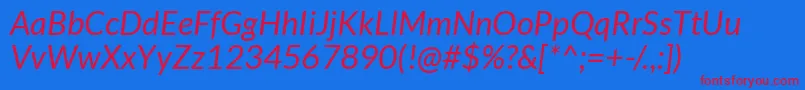 LatoItalic Font – Red Fonts on Blue Background