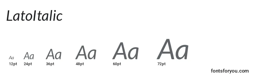 LatoItalic Font Sizes