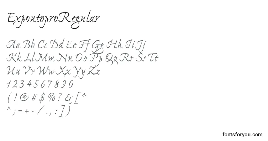 Czcionka ExpontoproRegular – alfabet, cyfry, specjalne znaki