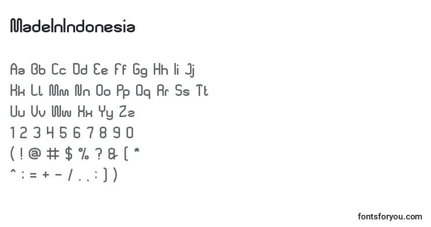 Шрифт MadeInIndonesia – алфавит, цифры, специальные символы
