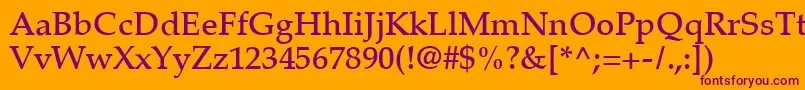 PalatinoLtMedium Font – Purple Fonts on Orange Background