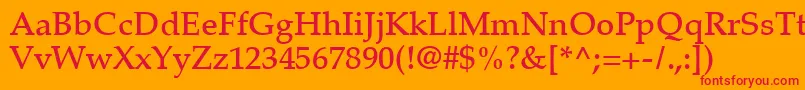 PalatinoLtMedium-Schriftart – Rote Schriften auf orangefarbenem Hintergrund