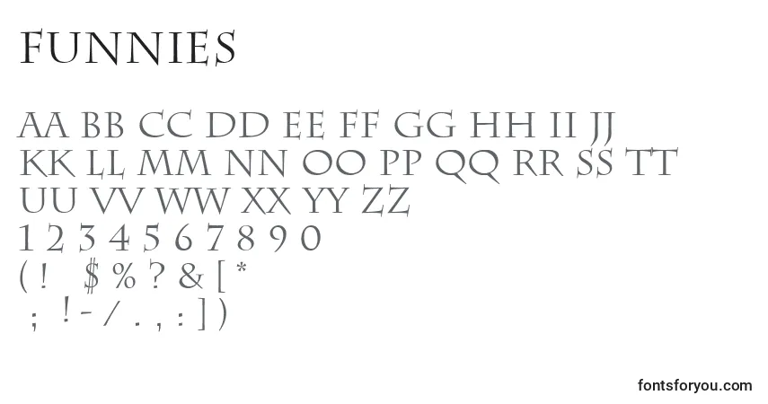 A fonte Funnies – alfabeto, números, caracteres especiais