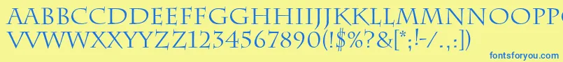 Funnies Font – Blue Fonts on Yellow Background