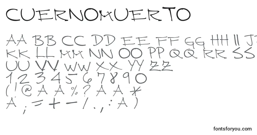 Шрифт Cuernomuerto – алфавит, цифры, специальные символы