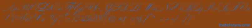 VenskiSadOneMedium-Schriftart – Blaue Schriften auf braunem Hintergrund