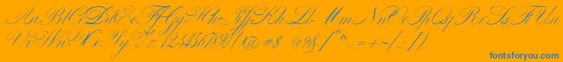 VenskiSadOneMedium-Schriftart – Blaue Schriften auf orangefarbenem Hintergrund