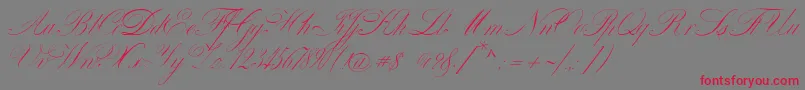 Fonte VenskiSadOneMedium – fontes vermelhas em um fundo cinza