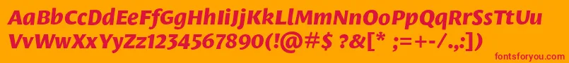 LeksasansproExtraboldItalic Font – Red Fonts on Orange Background