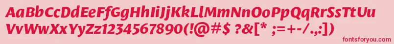 LeksasansproExtraboldItalic Font – Red Fonts on Pink Background