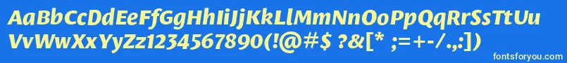 LeksasansproExtraboldItalic Font – Yellow Fonts on Blue Background