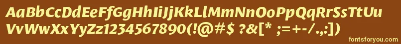 LeksasansproExtraboldItalic Font – Yellow Fonts on Brown Background