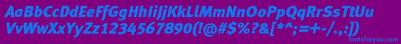 フォントMetablacklfcItalic – 紫色の背景に青い文字