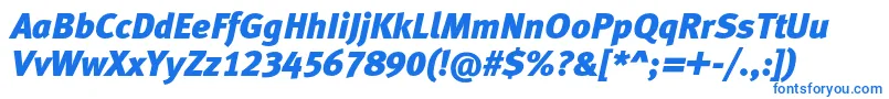 フォントMetablacklfcItalic – 白い背景に青い文字