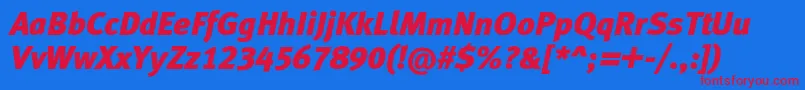 フォントMetablacklfcItalic – 赤い文字の青い背景