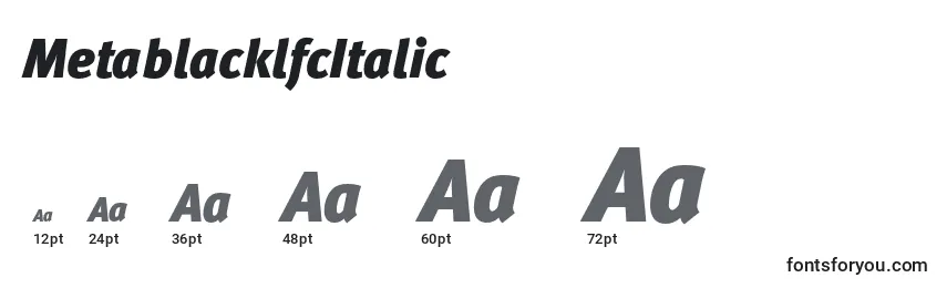Размеры шрифта MetablacklfcItalic