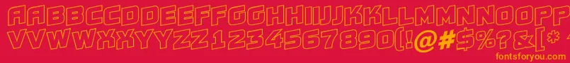 Conce20-Schriftart – Orangefarbene Schriften auf rotem Hintergrund