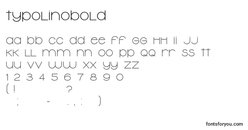 Czcionka TypolinoBold – alfabet, cyfry, specjalne znaki