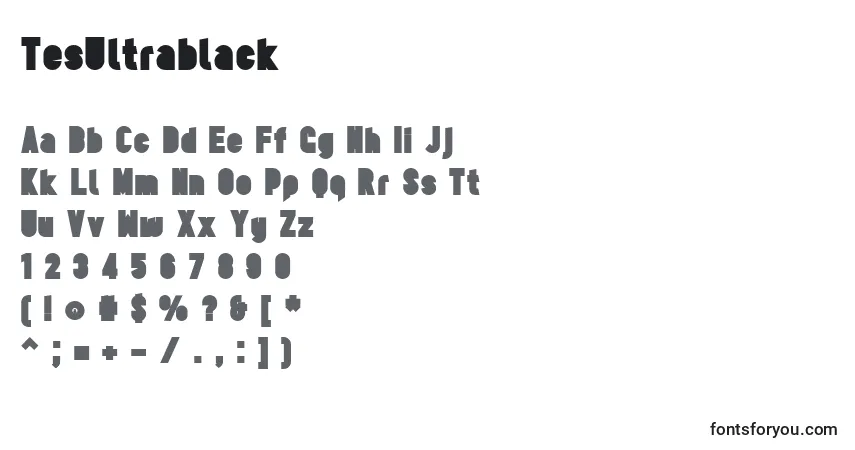 Шрифт TesUltrablack – алфавит, цифры, специальные символы