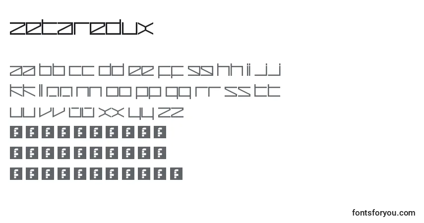 Schriftart ZetaRedux – Alphabet, Zahlen, spezielle Symbole