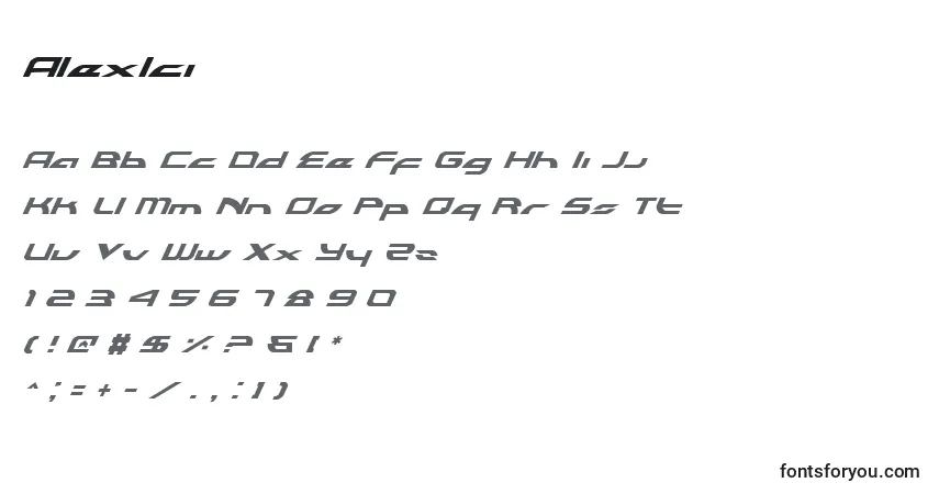 Schriftart Alexlci – Alphabet, Zahlen, spezielle Symbole