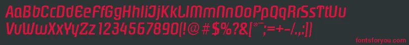 フォントPasadenaserialMediumItalic – 黒い背景に赤い文字