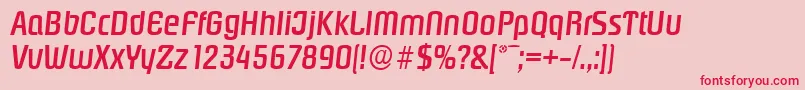 フォントPasadenaserialMediumItalic – ピンクの背景に赤い文字