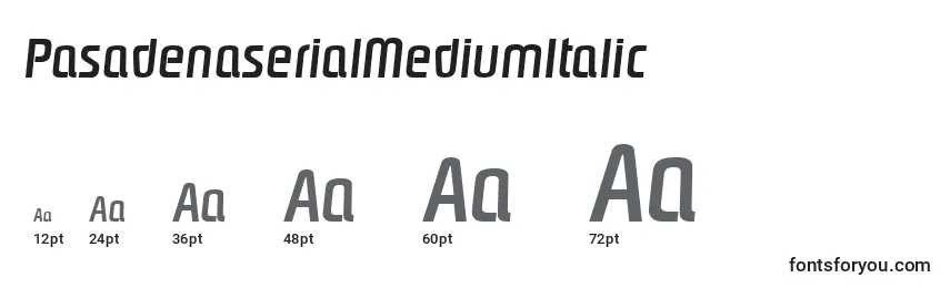 Размеры шрифта PasadenaserialMediumItalic
