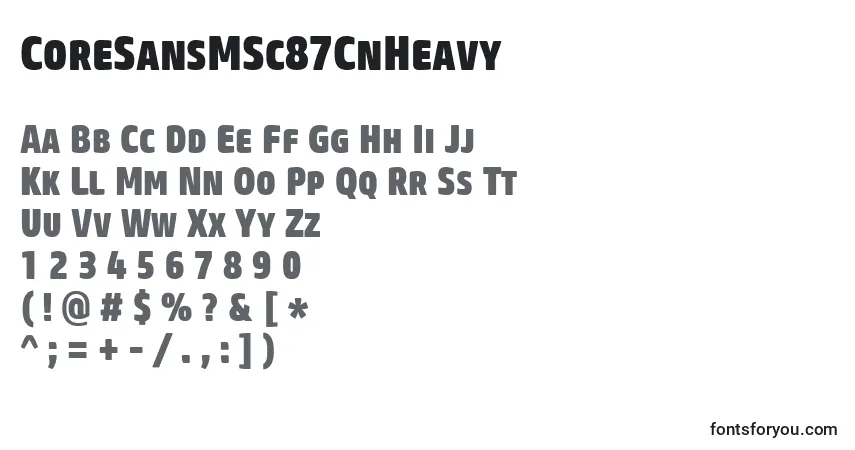 Шрифт CoreSansMSc87CnHeavy – алфавит, цифры, специальные символы