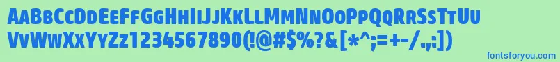 CoreSansMSc87CnHeavy Font – Blue Fonts on Green Background