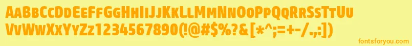 CoreSansMSc87CnHeavy Font – Orange Fonts on Yellow Background