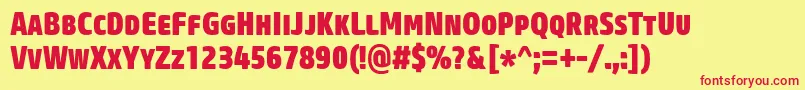 CoreSansMSc87CnHeavy Font – Red Fonts on Yellow Background