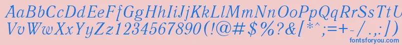 フォントUkAntiqueItalic – ピンクの背景に青い文字