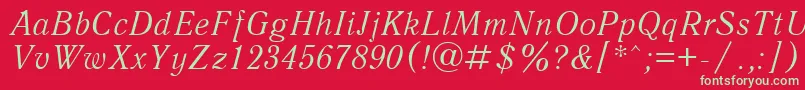 UkAntiqueItalic Font – Green Fonts on Red Background