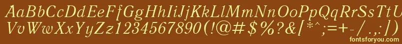 UkAntiqueItalic Font – Yellow Fonts on Brown Background