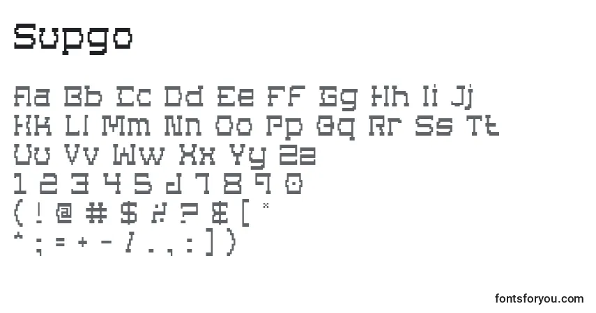 Schriftart Supgo – Alphabet, Zahlen, spezielle Symbole