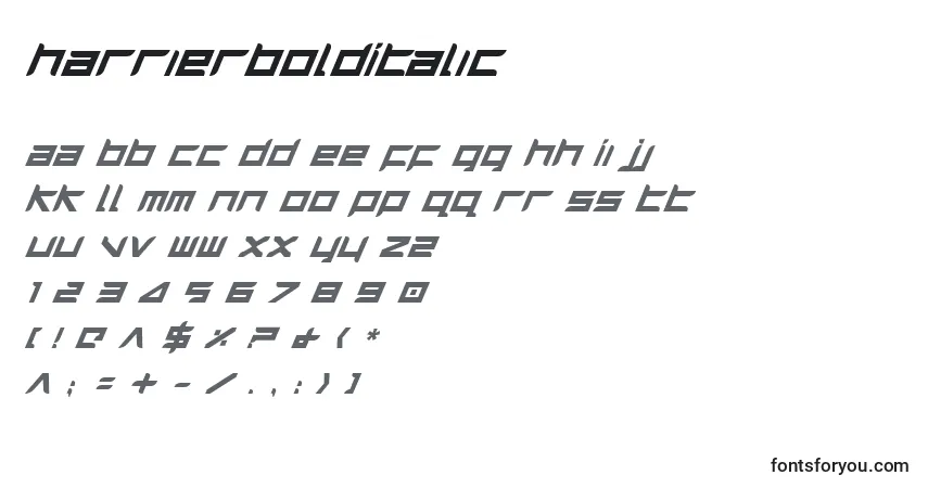 Шрифт HarrierBoldItalic – алфавит, цифры, специальные символы