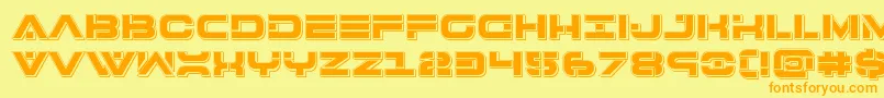 フォント7thservicepunch – オレンジの文字が黄色の背景にあります。
