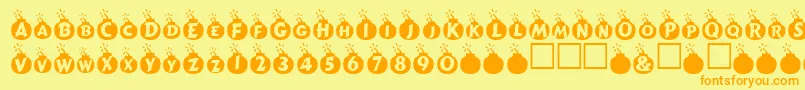 Explosif-Schriftart – Orangefarbene Schriften auf gelbem Hintergrund