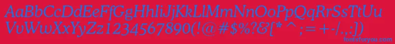 OsvaldlightcItalic Font – Blue Fonts on Red Background