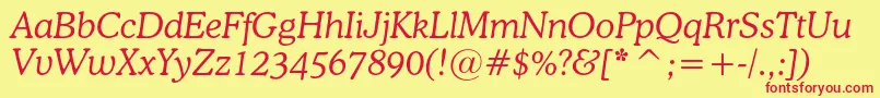 OsvaldlightcItalic Font – Red Fonts on Yellow Background