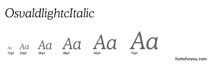 Размеры шрифта OsvaldlightcItalic