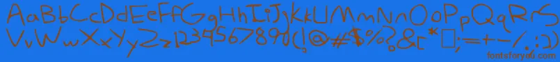 MyDerpHandwriting Font – Brown Fonts on Blue Background