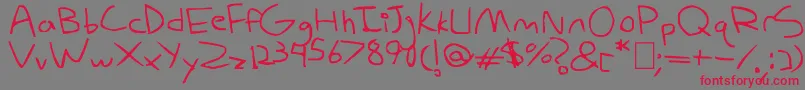 フォントMyDerpHandwriting – 赤い文字の灰色の背景