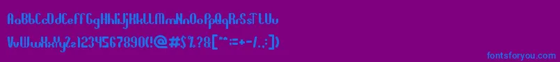 フォントAllAroundTheWorld – 紫色の背景に青い文字