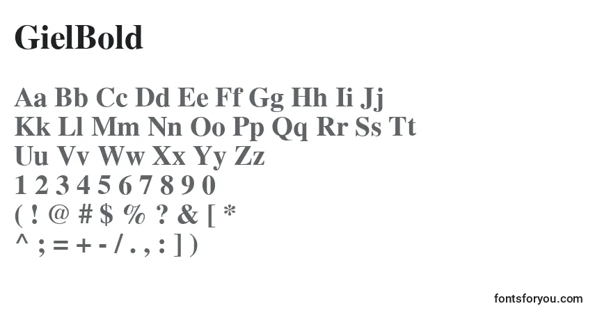 Schriftart GielBold – Alphabet, Zahlen, spezielle Symbole