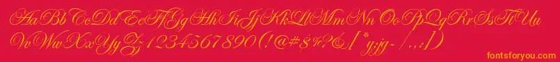 EasyStreetEps-Schriftart – Orangefarbene Schriften auf rotem Hintergrund