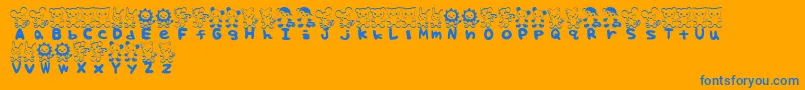 TteditFont-Schriftart – Blaue Schriften auf orangefarbenem Hintergrund