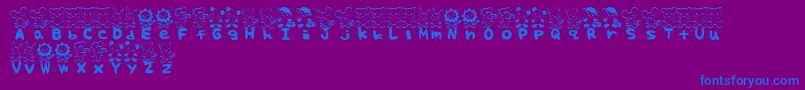 TteditFont-Schriftart – Blaue Schriften auf violettem Hintergrund