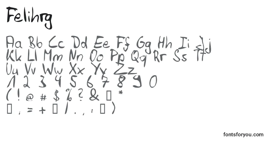 Schriftart Felihrg – Alphabet, Zahlen, spezielle Symbole